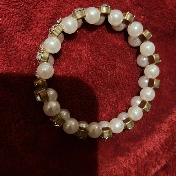 Vintage fashion pearl gold-tone crystals Bracelet - Picture 6 of 7